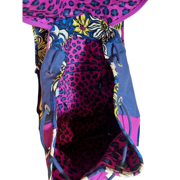 Vera Bradley Canvas Colorblock Backpack Purple Blue Floral School Bag - Picture 6 of 12